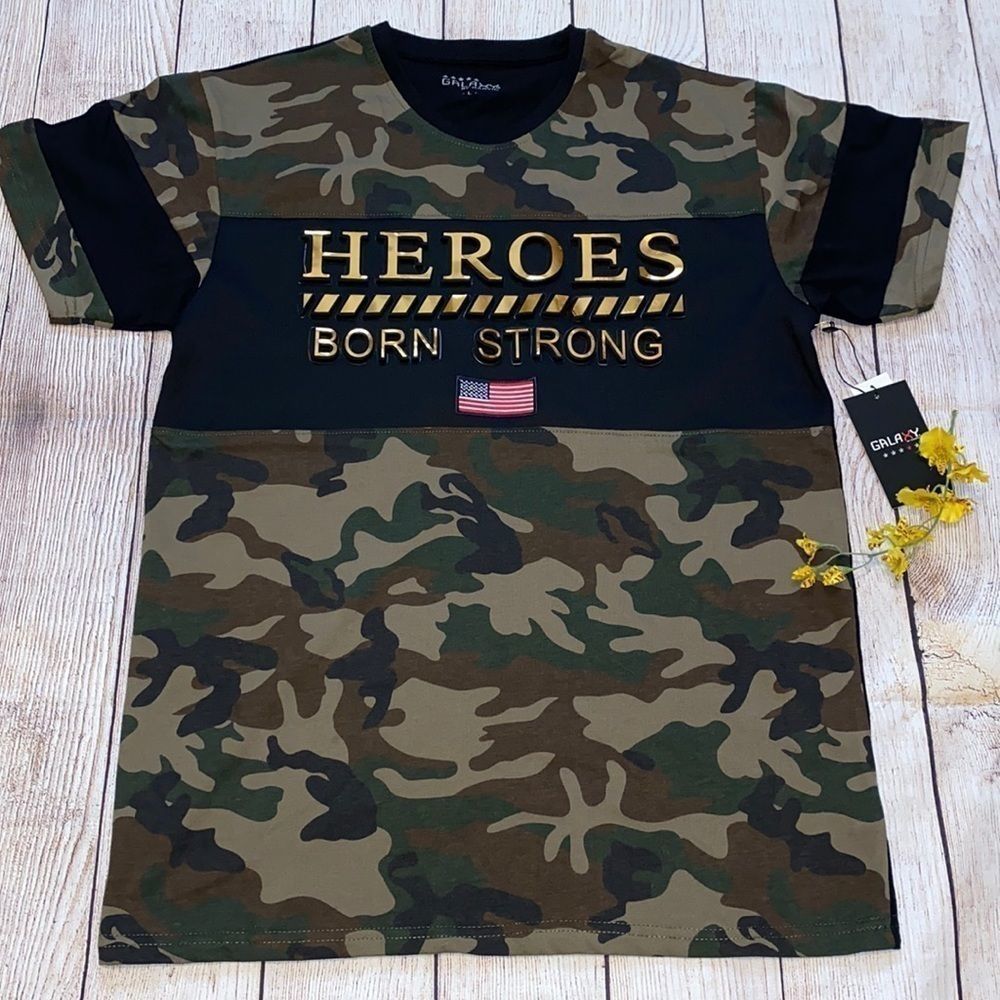 Galaxy by Harvic Heroes Strong 3D‎ Camo T-Shirt Tee